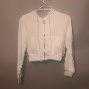 White cropped zip up